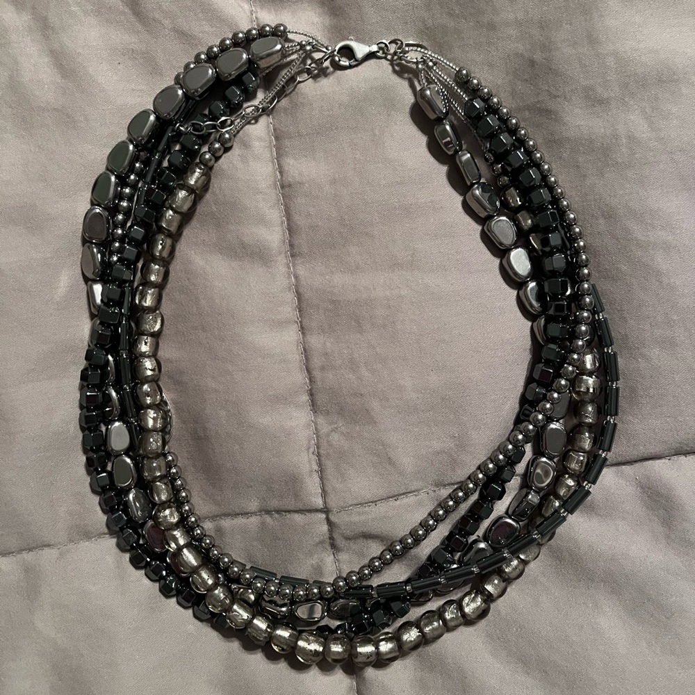 Silpada-  Silver and Black Beaded Necklace
